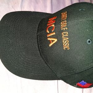Forest_Green Gold Writing M.C.I.A Charity GolfCap